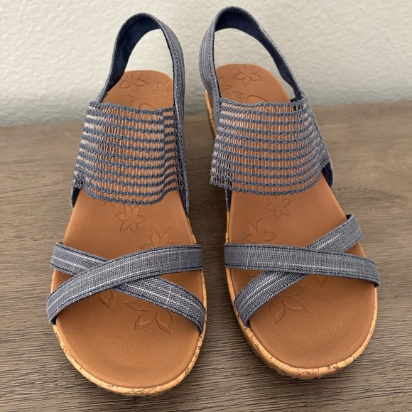 Skechers • Beverlee High Tea Wedge Sandals - Women’s Size 7, Color Navy/Denim - Picture 6 of 14